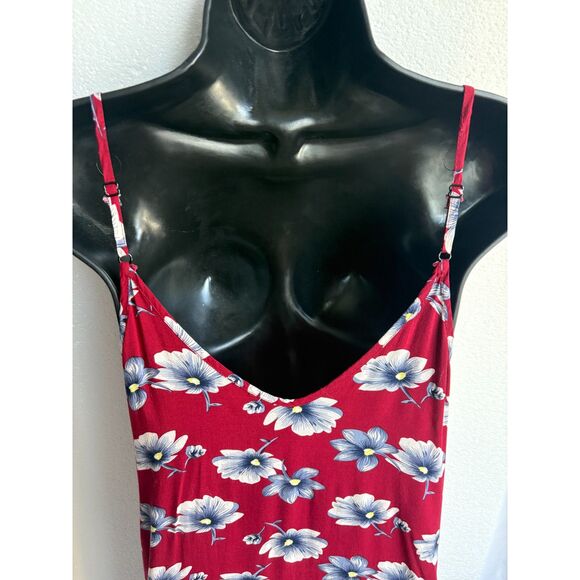 Long Red Maxi Floral Dress Size S Romantic Summer Vacation Feminine Flowers Cute - Picture 7 of 12